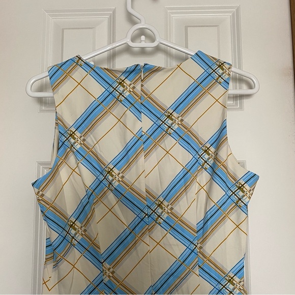 J McLaughlin Blue and Yellow Plaid Printed Sleeveless Dress Size Small - Picture 8 of 8